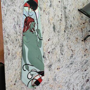 Vintage!! EUROPEAN COLLECTION- THE TIE KING - Exotic Seafoam Green Nude Tie
